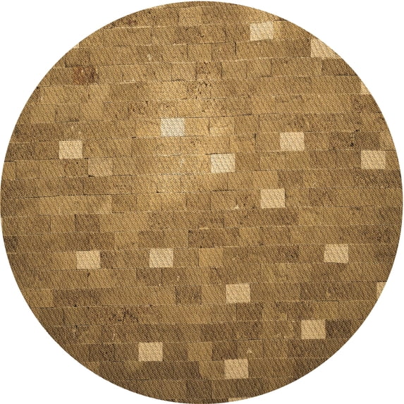 Ahgly Company Machine Washable Indoor Round Transitional Saddle Brown Area Rugs, 6' Round