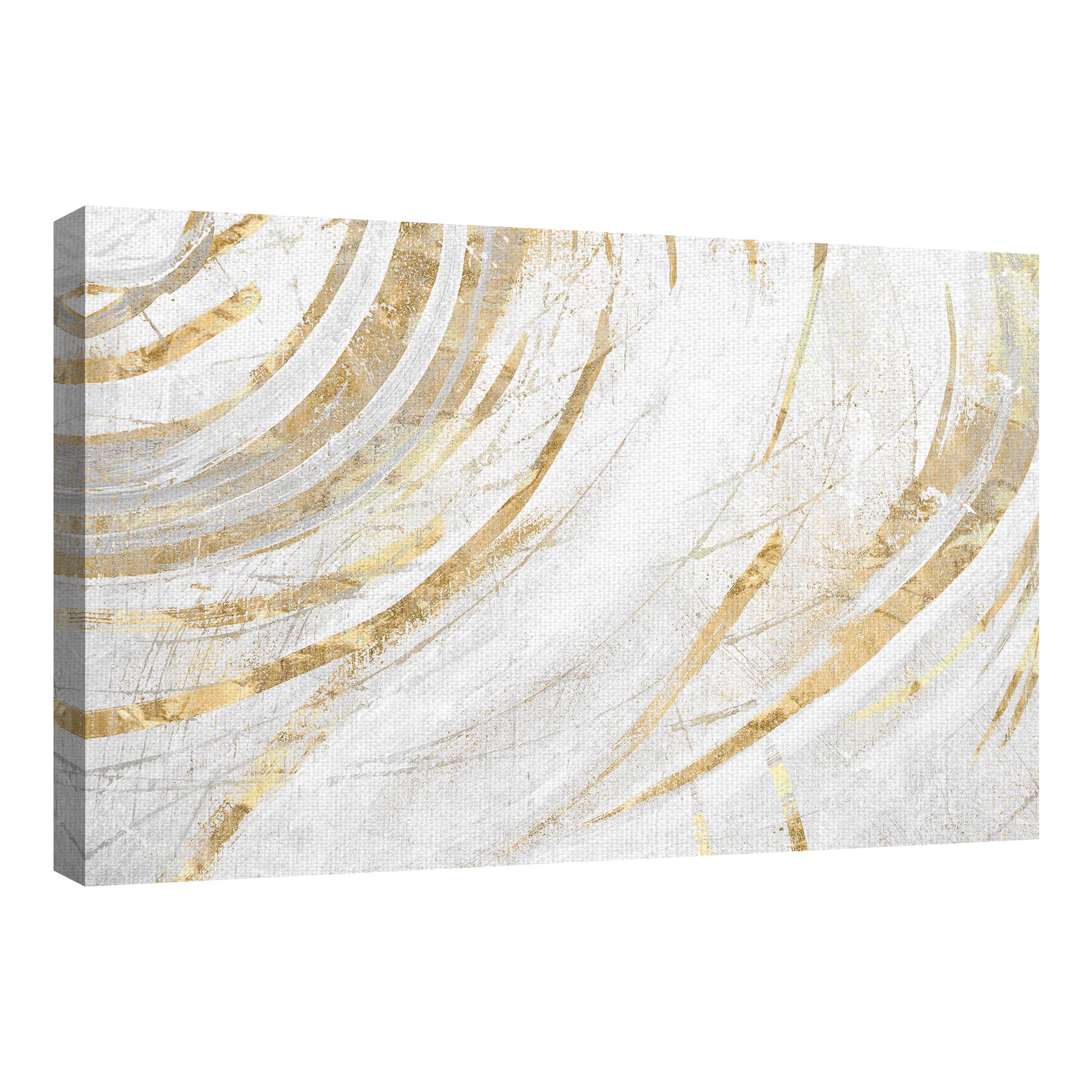 Masterpiece Art Gallery Fluidity Horizontal Gold Abstract By Belle Maison Canvas Art Print 24" x 36"