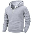 thumbnail image 2 of Mwjwdo Men Quarter Zip Hoodie Fleece Lightweight Mens Half Zip Pullover Long Sleeve Drop Shoulder Hooded Sweatshirt Gray XXL, 2 of 7