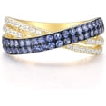 thumbnail image 2 of Rag Jewels 3.00 Ct Round Cut Sapphire & Diamond Engagement Wedding Promise Crissover Band Ring 14K Yellow Gold Plated 925 Sterling Silver For Women's -9, 2 of 3