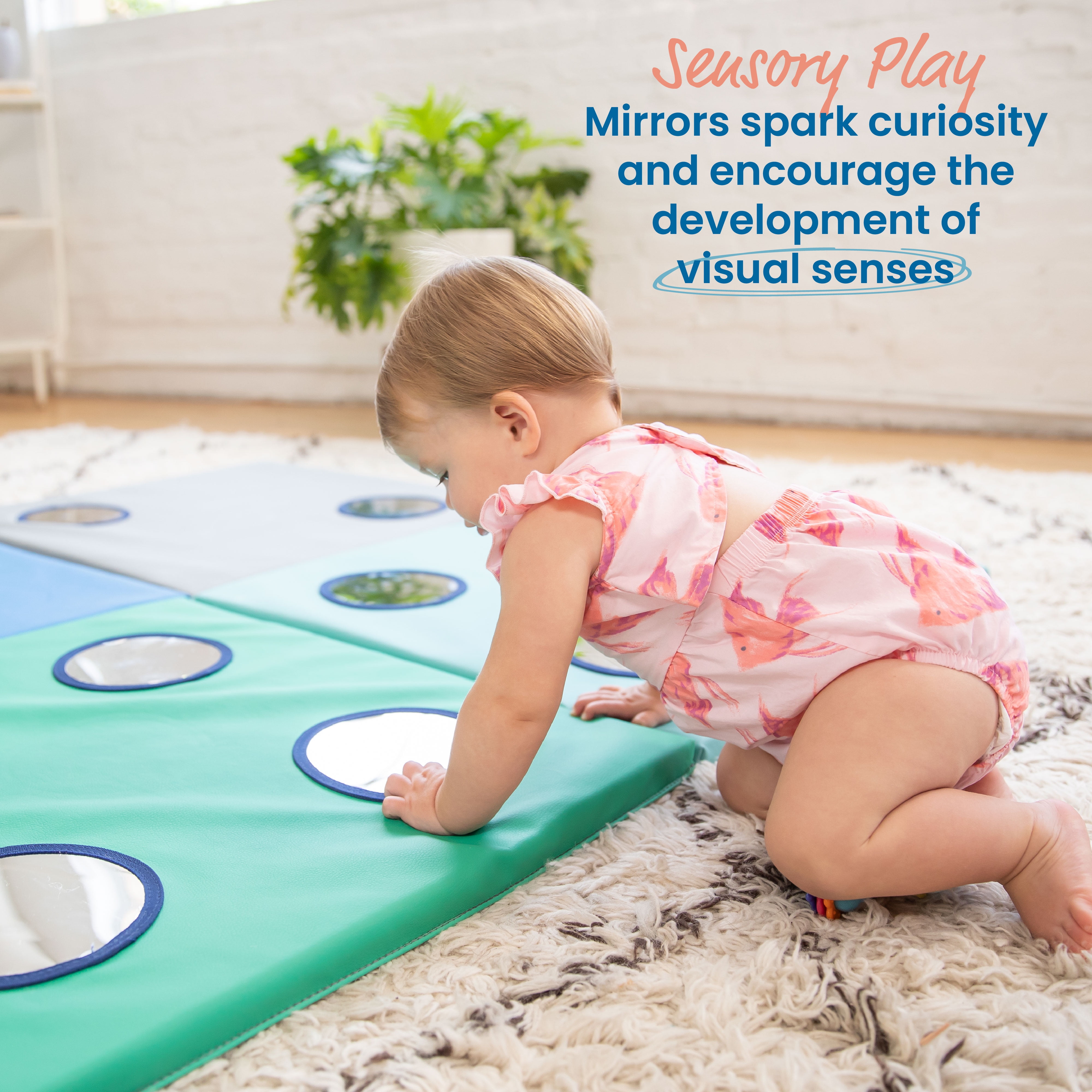 ECR4Kids SoftZone 123 Look at Me Activity Play Mat with Mirrors, Folding Playmat, Contemporary