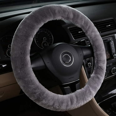 JUNWELL Car Steering Wheel Cover Universal for 15 inch Soft Fuzzy Warm Steering Wheel Cover