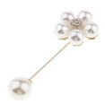 thumbnail image 1 of KLKCMS Flower Imitation Pearl Rhinestone Brooch Stick Collar Lapel Boutonniere Pin, 1 of 9