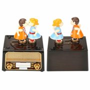 Music Box Retro Radio Shape with Lovely Dolls Kissing Storage Music Box