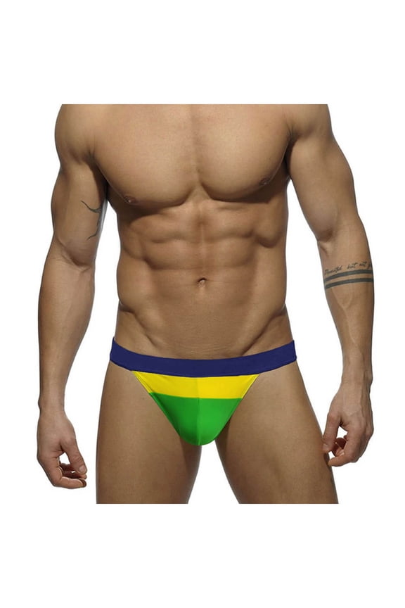 Speedo Swimsuit Men Mens Swimming Trunks Flat Corner Beach Resort Water Park Soaking Hot Spring Digital Printed Swimming Trunks(Green,L)