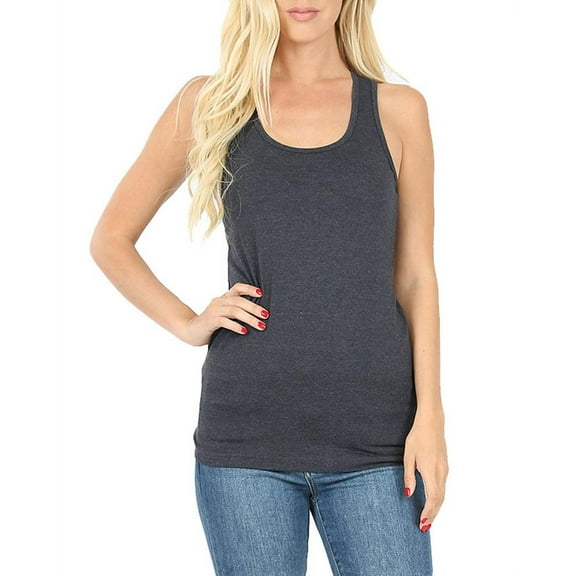 Womens Solid Basic Cotton Racerback Tank Top