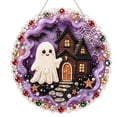 thumbnail image 2 of Special Shaped Diamond Art Hanging Kit for Adults, Halloween Ghost Wreath DIY Rhinestone Painting Craft Set, Pearl Gem Diamond Painting Pendant for Indoor Home Door & Wall Decoration, 2 of 6