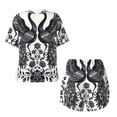 thumbnail image 5 of Lsque Artistic Black White Peacocks Women's Short-Sleeved Pajama Set - 2 Piece Soft and Lightweight Sleepwear Set-XX-Large, 5 of 9