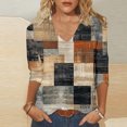 thumbnail image 5 of LYXSSBYX 3/4 Length Sleeve Womens Tops Plus Size Fashion Woman Casual V Neck Printing Blouse 3/4 Sleeve T-Shirt Summer Tops, 5 of 5