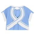 thumbnail image 7 of Zanarzt Girls Fashion Crewneck Short Sleeve T Shirt Girls Athletic Oversized Crop Tops Kids Drop Shoulder Short Sleeve T Shirts Workout Tees 13-14 Years,Blue, 7 of 7