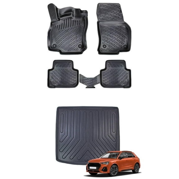 Car Floor Mats   Cargo Liner (Full SET) Compatible for Audi Q3 2019-2024 Waterproof | All Weather