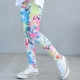 thumbnail image 4 of Girls Leggings Kids Ankle Length Floral Printed Classic Stretch Dance Running Athletic Casual Yoga Pants Size 10-11 Y, 4 of 4