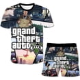 thumbnail image 2 of 2023 nuevos conjuntos de ropa de Grand Theft Auto para niños y niñas, camisetas casuales de dibujos animados, pantalones cortos, trajes de 2 piezas, trajes de manga corta GTA5 12M Gao Jinjia LED, 2 of 2