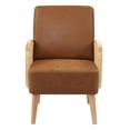 thumbnail image 3 of Pemberly Row Faux Leather Fabric Demarest Accent Chair in Brown Color, 3 of 9