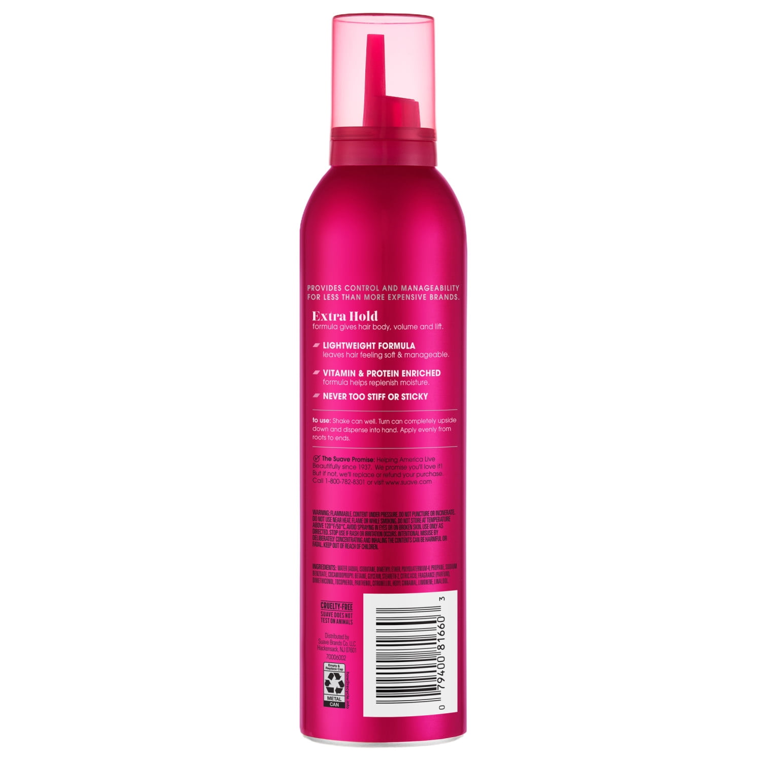 (6 pack) Suave Extra Hold Hair Mousse For Body, Volume & Lift For All Hair Types, 9 OZ