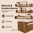 thumbnail image 3 of MEHOOM 24" Rustic Solid Book Shelves for Wall Set of 3, Floating Shelves for Bathroom,Kids Room,Bedroom,Living Room,Kitchen,Study Room,Torched Wood Wall Shelves Farmhouse Decor, 3 of 11