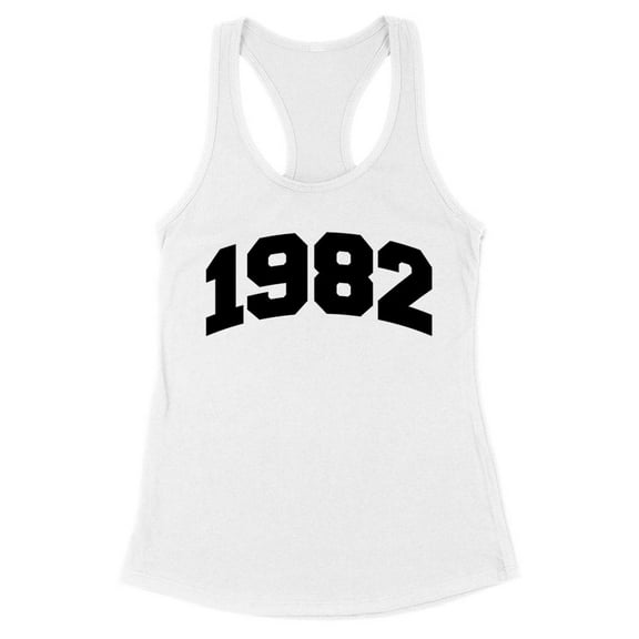 1982 College Style Tank Top Fitted Racerback Women's Large White