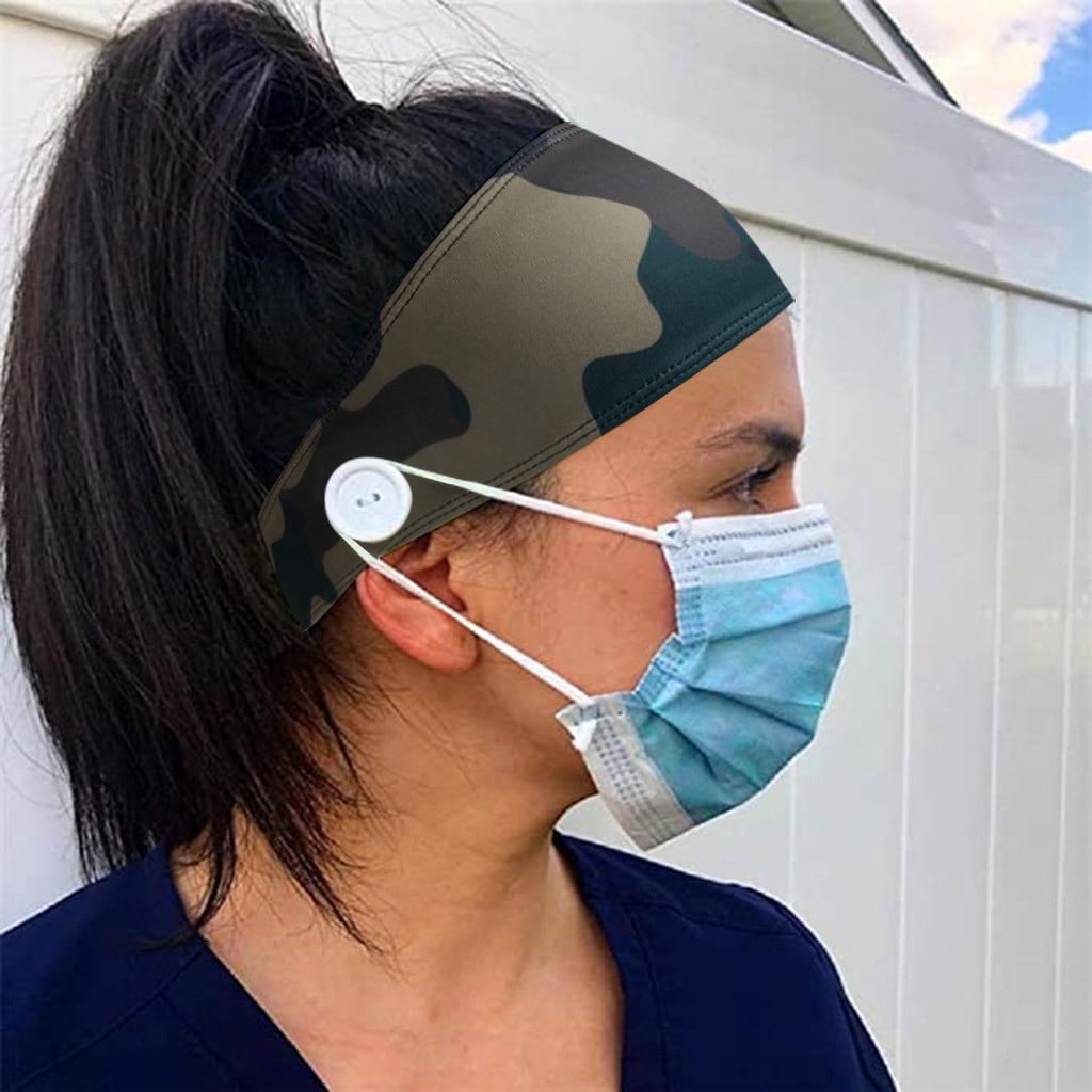 Women Men Button Headband Yoga Sport Workout Turban Head