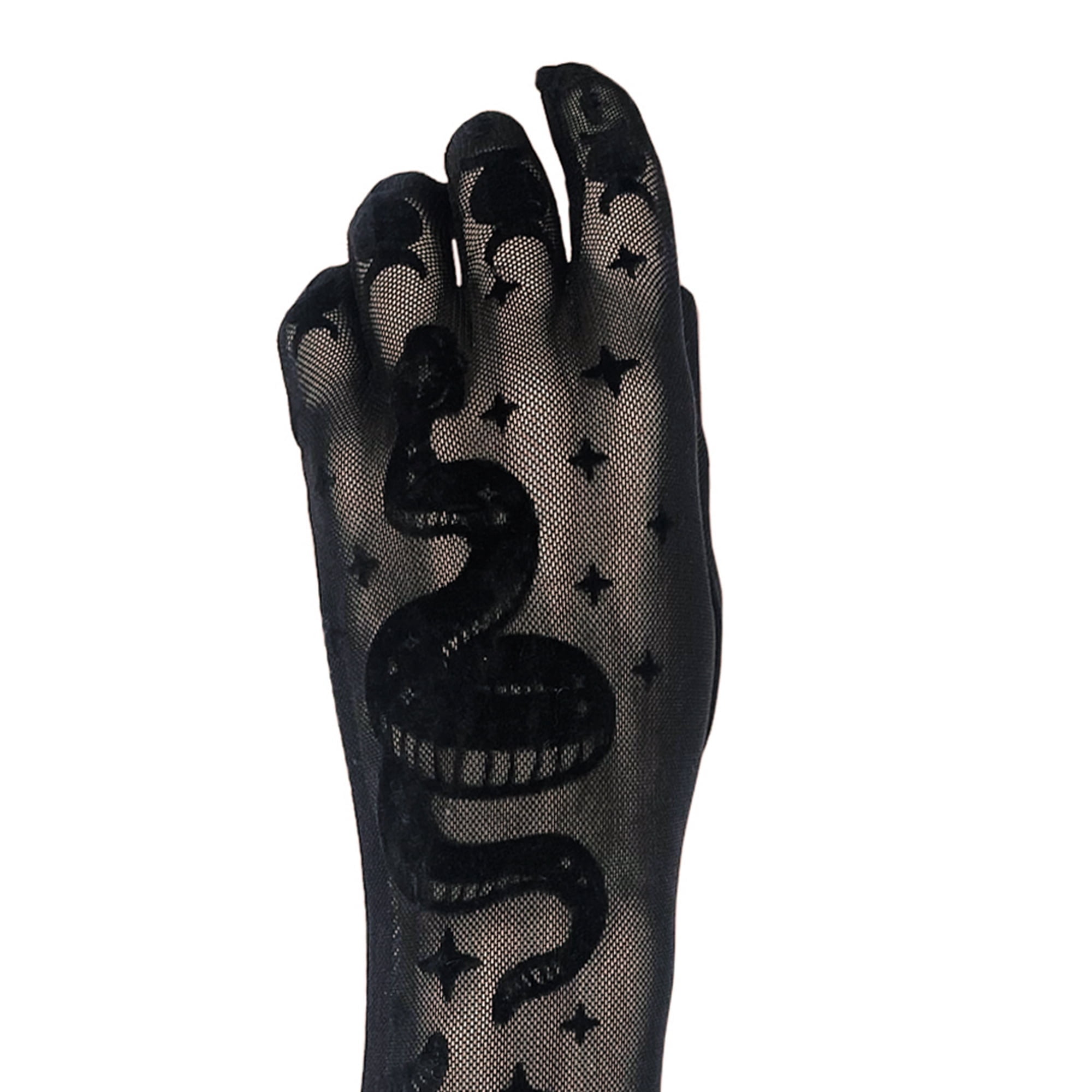 Snake Pattern Sheer Gloves Costume Accessory for Adults, Black, Halloween by Way To Celebrate