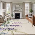 thumbnail image 2 of Area Rug 60×96in, Purple Lavender Pastoral Flower Floor Carpet Living Room Rug, Summer Wild Flower Non-Slip Welcome Mat Indoor Rugs for Bedroom Dining Room, 2 of 9