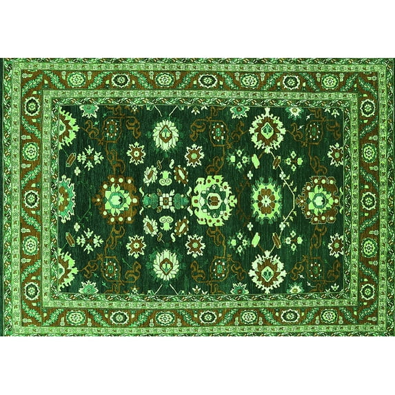 Ahgly Company Indoor Rectangle Oriental Green Industrial Area Rugs, 7' x 9'