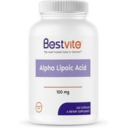 BESTVITE Alpha Lipoic Acid 100mg (240 Capsules) - No Stearates - No Flow Agents - Non GMO - Gluten Free
