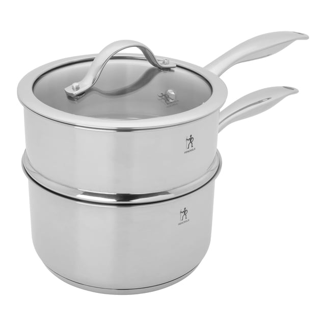 HENCKELS Aragon 2,4 L Casserole Ronde en Acier Inoxydable avec Cuiseur Vapeur, Argent