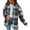 Black, variant on Long Winter Coats For Women Long Sleeve Button Down Plaid Shirts Flannel Hooded Shacket Hoodie Zip Up Jacket Ladies