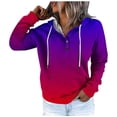 thumbnail image 1 of Daznico Women's Street Style Gradually Changing Color Button Collar Pocket Drawstring Casual Sports Hoodie,Size S, 1 of 5