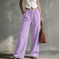 thumbnail image 2 of Resicozy Womens Wide Leg Sweatpants High Waisted Baggy Drawstring Joggers with Pockets Casual Lounge Wear Light Purple XL, 2 of 5