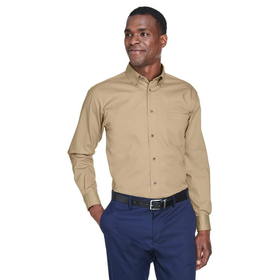 Harriton M500 Easy Blend Long-Sleeve Twill Shirt With Stain Release