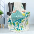 thumbnail image 4 of Whale Soft Flannel Fleece Throw Blanket, Whale Illustration with Geometrical and Smiling Cartoon Like Image, Cozy Plush for Indoor and Outdoor Use, 70" x 90", Blue Yellow and Green, by Ambesonne, 4 of 5