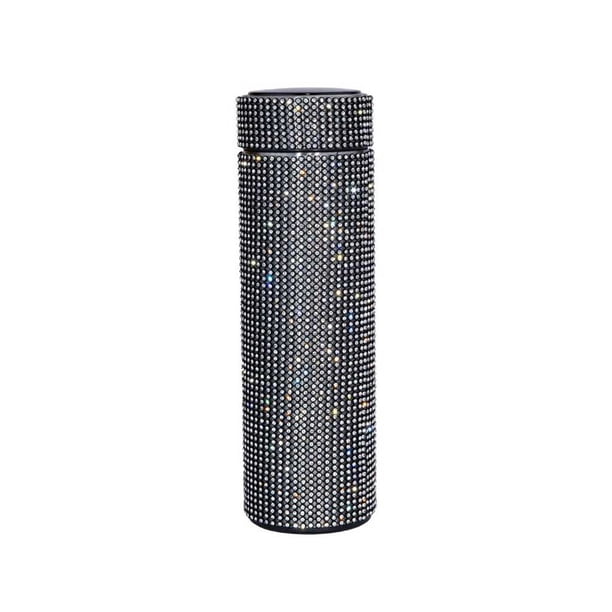 Bewildely Decoración de diamantes de imitación, frasco de vacío de 500ML, botella portátil, taza aislada de acero inoxidable, botellas de agua, vasos, Teteras Negro Bewildely HA071541-02B