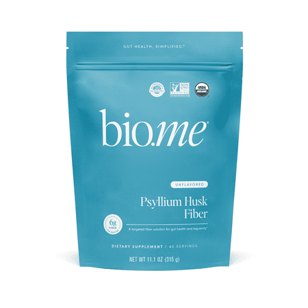 Bio.me Psyllium Husk Fiber Unflavored - Gluten-Free Fiber Supplement for Women & Men - Psyllium Husk Powder Supplement for Healthy Digestion, Bowel Regularity, & Bloating Relief - 45 Servings
