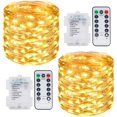 thumbnail image 1 of String Lights, [Set of 2] Mini Outdoor LED String Lights 10M Waterproof Battery 100 LED Lights with Remote Control Indoor and Outdoor Decoration for Christmas Wedding Home Garden (Warm White), 1 of 5