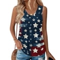 thumbnail image 3 of 250th Anniversary Tank Top for Women 1776-2026 - Sparkly Ombre American Flag V-Neck Sleeveless Tee - Patriotic 4th of July Graphic Blouse Beige L, 3 of 6