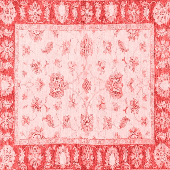 Ahgly Company Indoor Square Oriental Red Modern Area Rugs, 7' Square