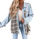 thumbnail image 3 of Txlixc Chaqueta de vaquero de primavera y otoño para mujeres, solapa de manga larga, tela a cuadros, chaqueta de botón de Parquet Txlixc  moda, 3 of 9