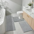 thumbnail image 6 of Vaukki Geometric Bathroom Rug Set of 3 Microfiber Soft Absorbent Non Slip Bath Rugs for Bathroom，(18"x26"+20"x47"+20"x24"，Gray), 6 of 9