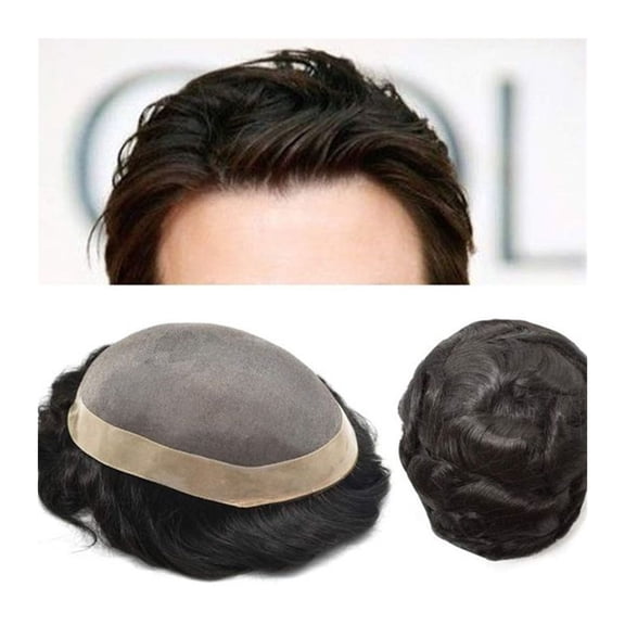 Human Hair Man Toupee Men's Wigs 10MM Wave Mono Lace With NPU Around Prothesis Replacement Male Hair Pieces