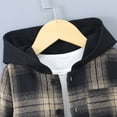 thumbnail image 6 of Girls Fall Outfits for School Boys Clothes Shorts Sets Plaid Short Sleeve Hooded Button Shirt and Jogger Shorts for Kids Summer Outfits, 6 of 7