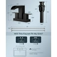 thumbnail image 4 of Square Black Bathroom Faucets for 2 Hole or 3 Hole, Waterfall 4 Inch Centerset Bathroom Sink Faucet with Metal Pop-up Drain and Supply Lines, Two Handles for Vanity, Laundry Room, Basin, 4 of 14