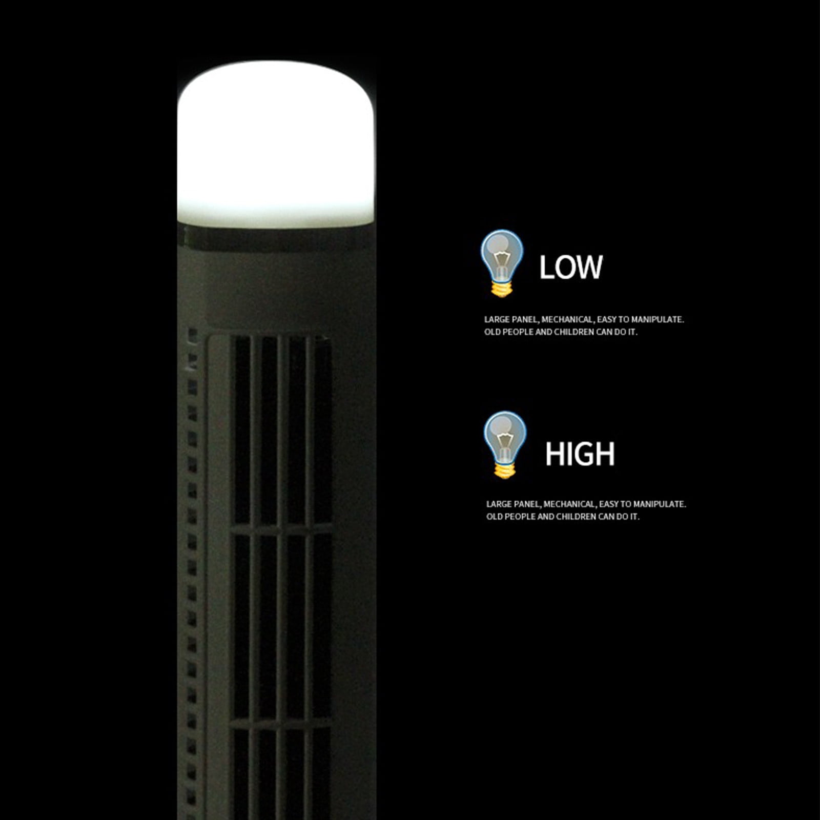 TUTUnaumb Tower Fan Desktop Air Conditioner Fan, Charging Leafless Fan USB Rechargeable Evaporative Air Cooler, Mini Portable Night Light Conditioning Fan For Household Room Office-Black