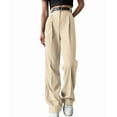thumbnail image 3 of Women'S Wide Leg Suit Pants Loose Fit Waisted Business Casual Long Trousers Pants Apricot L, 3 of 7