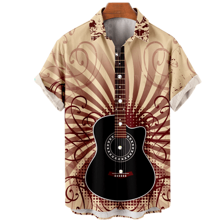 

MLFU Mens Musical Beach Tee Shirts Comfortable Holiday Bowling Shirts For Men
