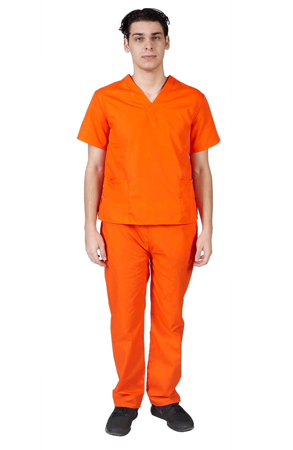 M&M SCRUBS Men Scrub Set, Men Medical Uniforms 102 (Orange, Small