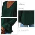 thumbnail image 1 of Blusa De Manga Larga, Blusa Con Cuello En V, Color Puro Suave, Elegante, Informal, Para Citas, Fiestas. ANGGREK Otros, 1 of 5