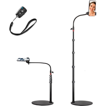 Cell Phone Stand Phone Floor Stand Swivel Cell Phone Mount with Height Adjustable Stand Heavy Stable Base Compatible with iPhone 16 iPhone 16 Pro Max iPhone 16 Plus 15 14 13 12
