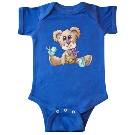 

Inktastic Teddy Bear Bluebirds and Flower Gift Baby Boy Bodysuit