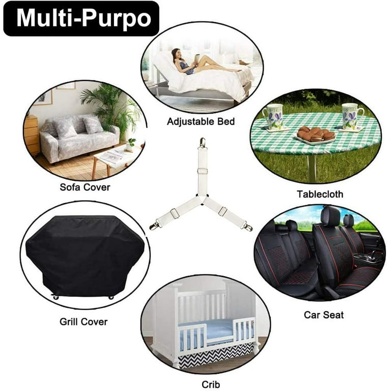 Bed Sheet Holder Fitted Sheet Straps Height-Adjustable Lock Sheet Holders Keep Sheets Firm Tight Bed Sheet Rack Lock Strip Easy Install Mattress Size